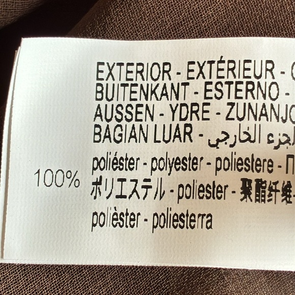 NWT. Zara Brown/Cream Printed Satin Effect Midi Dress with Ruffles. Size XXL. - Picture 11 of 12